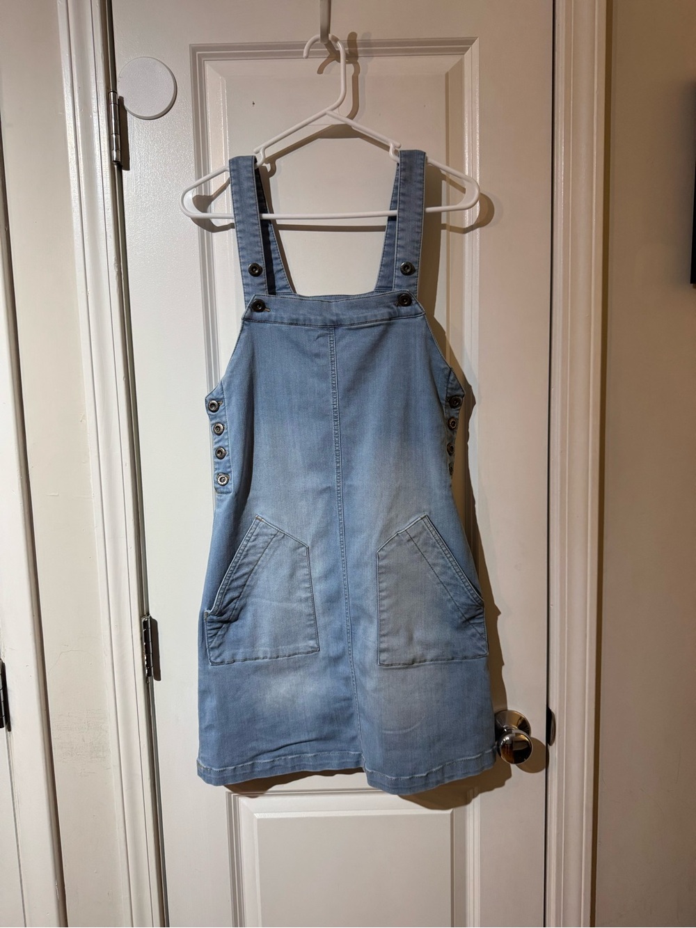 Light Blue Fitted Denim Pinafore
